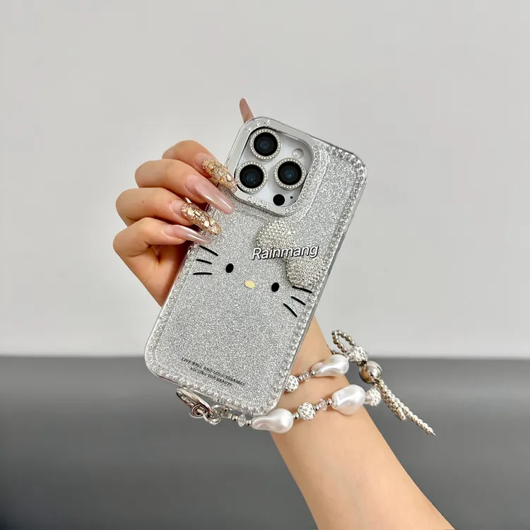 经典闪粉蝴蝶结适用时尚iPhone16ProMax适用于苹果15手机壳13/14