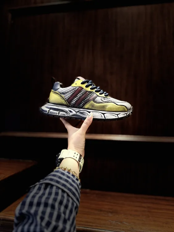 鞋不剩挣DL707-89减震系带耐磨时尚休闲鞋极简风拼色百搭舒适系带