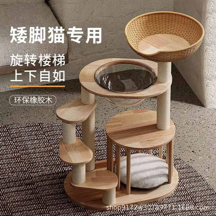 矮脚猫爬架实木猫窝猫树一体小型幼猫跳台曼基康短脚短腿专用猫架