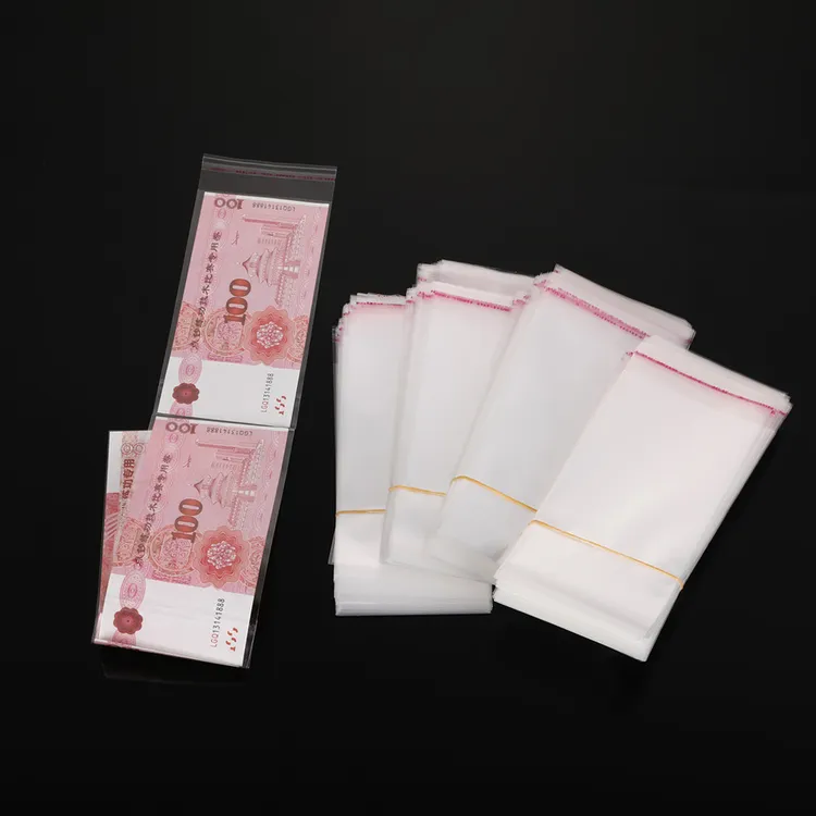 装100元的透明袋放钱放人民币的塑料袋子一百生日装钱连起来长条