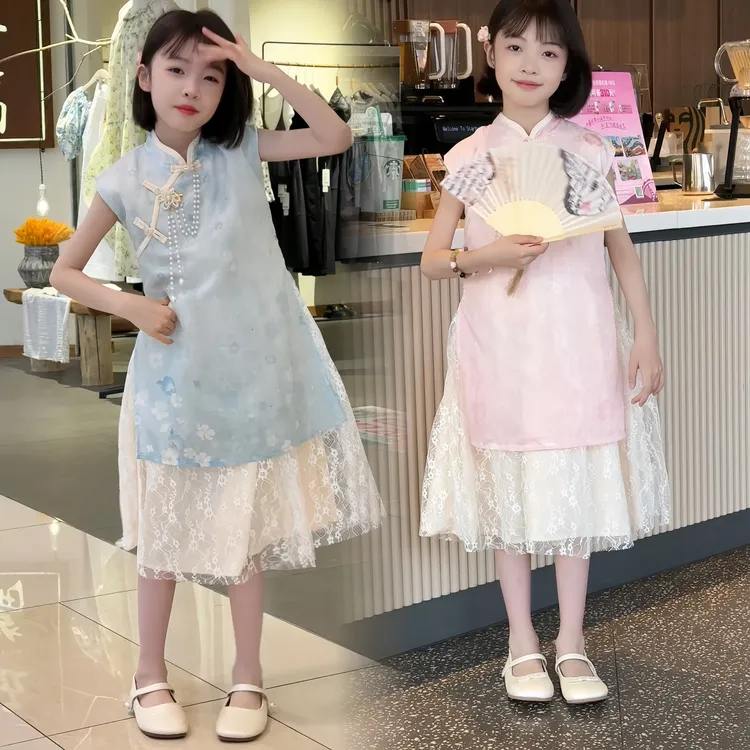 女童旗袍连衣裙夏季2025新款儿童新中式国风改良旗袍裙古风公主裙