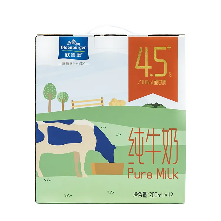 【中秋礼盒】欧德堡东方PRO4.5蛋白质全脂纯牛奶200ml*12瓶装 