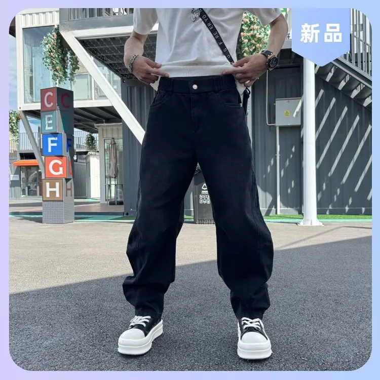 休闲裤牛仔裤松紧腰秋冬复古牛仔男士高级感裤子男士裤子男裤新款