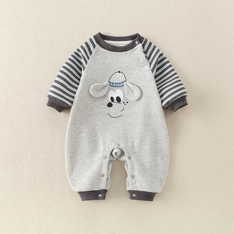 男宝宝春秋连体哈衣超萌狗狗休闲爬套头衣服帅气婴儿衣服秋冬款