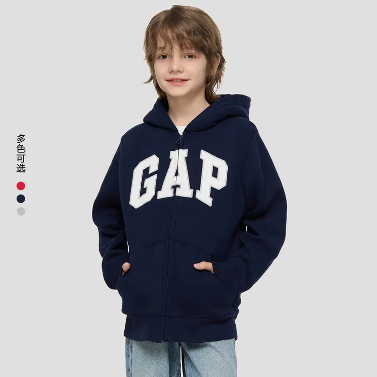 Gap男女童2025秋季新款logo羊羔绒拉链连帽卫衣美版789866/791280