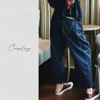 韩彬彬"慢生活裤"松紧工装垂感明线结构流体雕塑休闲长裤2412-6