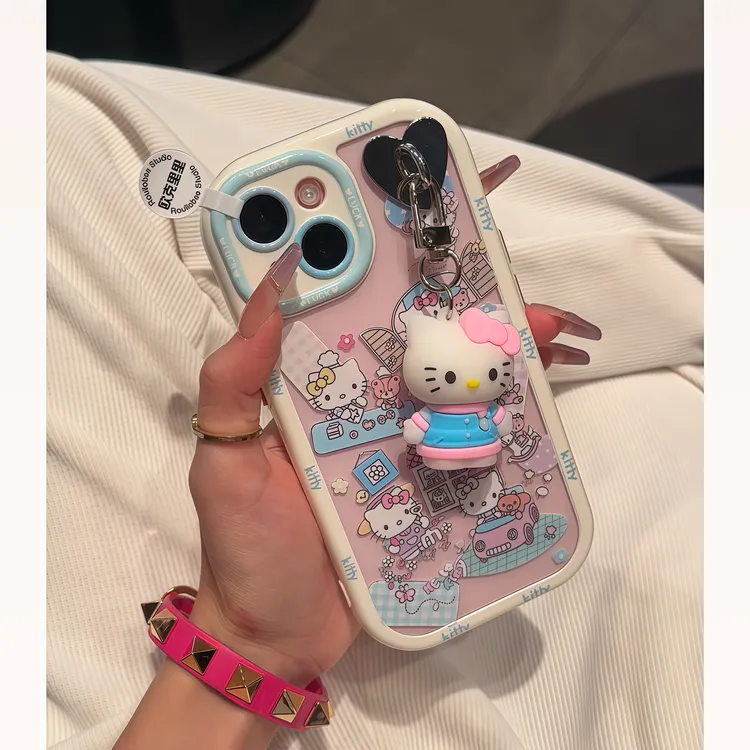 欧克里里凯蒂猫插画kt挂件适用苹果16手机壳华为P70vivo小米oppo