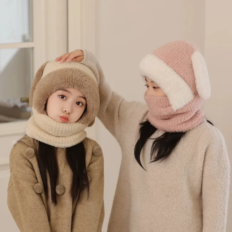 学院风卡通风运动风秋冬季加厚保暖手套围巾帽子女时尚帽子