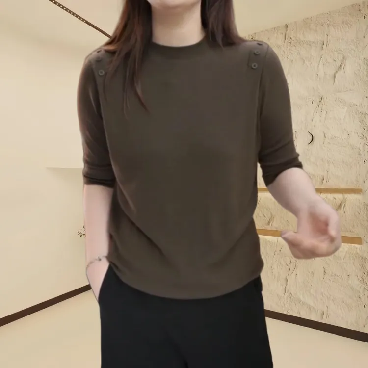 2026春季新款高级感宽松显瘦打底衫韩版纯色洋气宽松休闲百搭上衣商品图