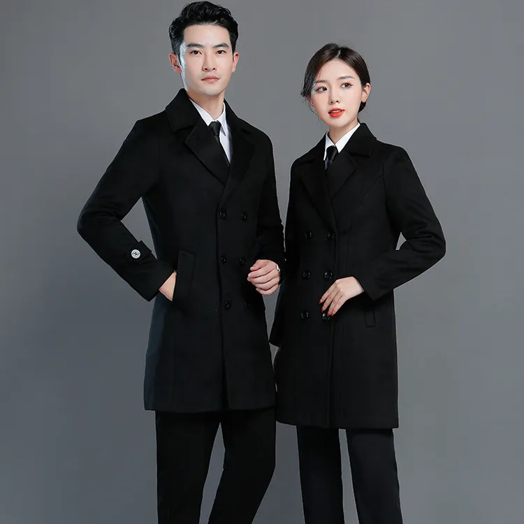 工作服呢子大衣前台接待职业套装金酒店银行经理4销售毛呢外套女