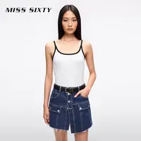 【贤哥专享】Miss Sixty2025背心吊带撞色刺绣字母修身短款MS173