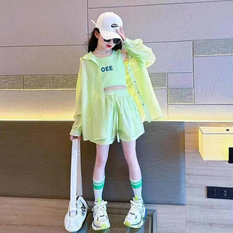 女童套装夏季2025新款网红大童洋气时髦短裤儿童夏装韩系穿搭