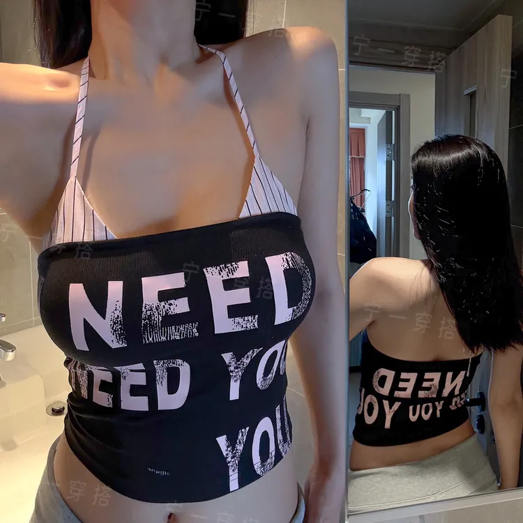 NY7081夏季新款辣妹性感字母吊带背心修身打底宁一带胸垫美背内搭