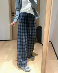 【百万严选】对格！一体绒加厚 皮质拼接腰头 松紧腰休闲裤~SY182