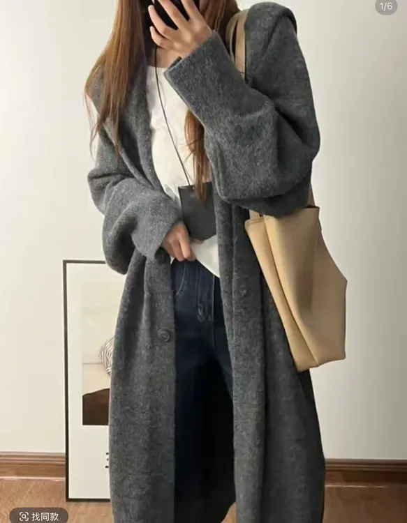 新款针织开衫女中长款大码毛衣外套