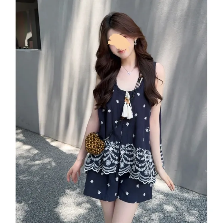 韩版夏季时尚套装外穿小众女装新款宽松洋气显瘦无袖上衣休闲裤女