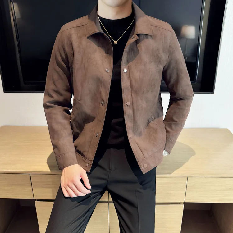 秋冬季外套男韩版修身男士夹克男士休闲上衣服帅气翻领夹克男