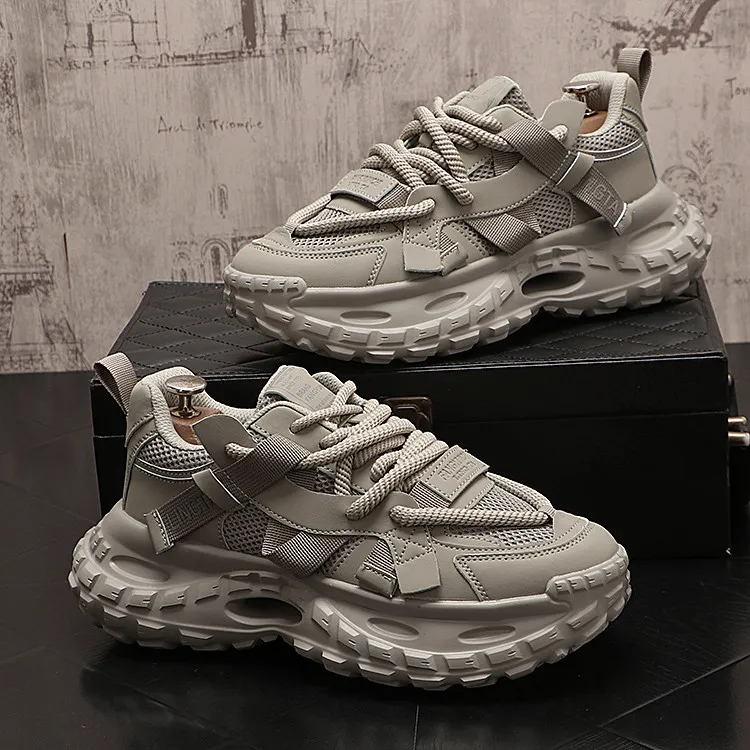 培蒙潮牌男士休闲鞋秋季新款ins老爹鞋厚底增高运动休闲鞋时尚透