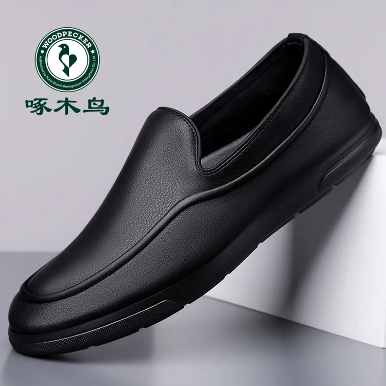 啄木鸟男士休闲鞋一脚蹬懒人鞋软底软面时尚套脚豆豆鞋舒适驾车鞋