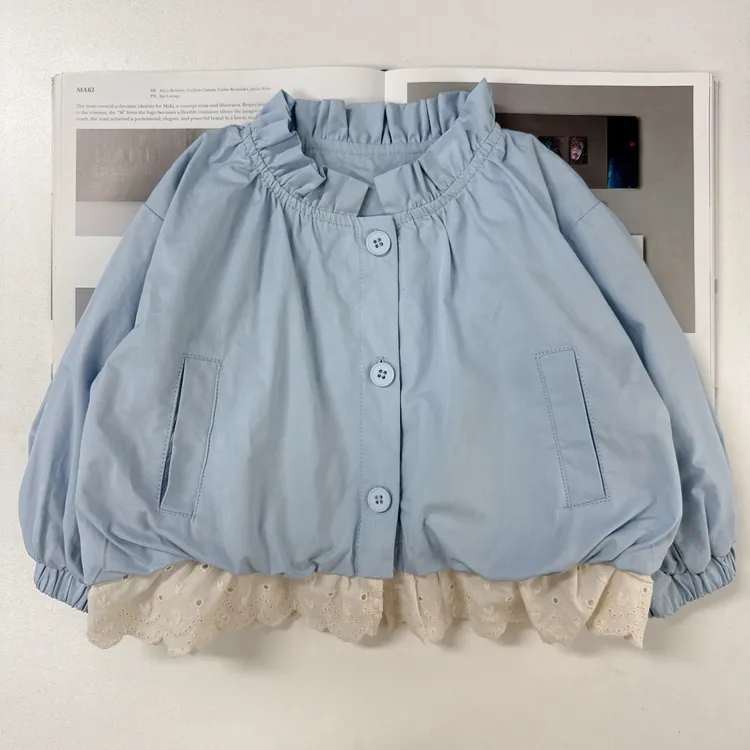 【加绒花边外套 小乐妈咪】婴儿童上衣服女童宝宝秋冬洋气外套I30