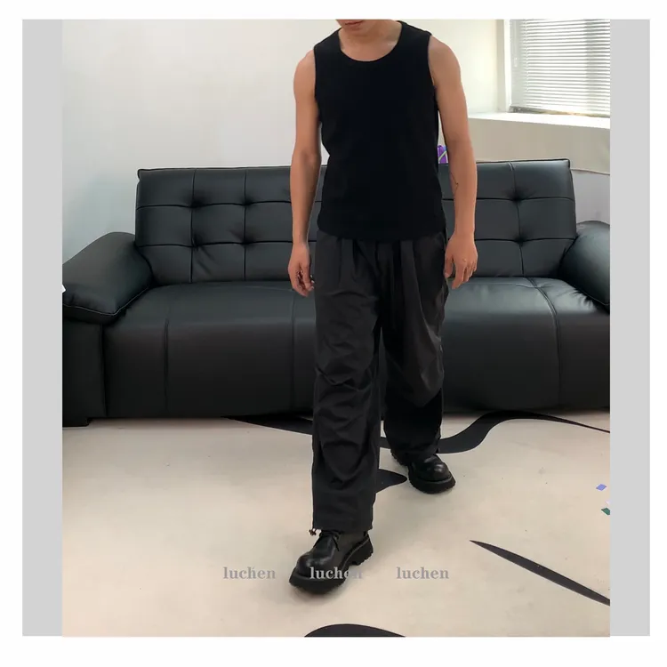 男士外穿宽肩麦穗纹打底背心350g