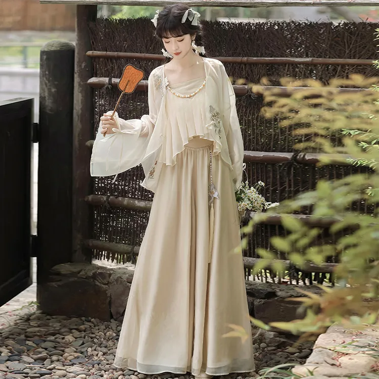 浅夏枇杷原创改良汉服女夏款中国风上衣吊带宋裤新中式汉元素套装