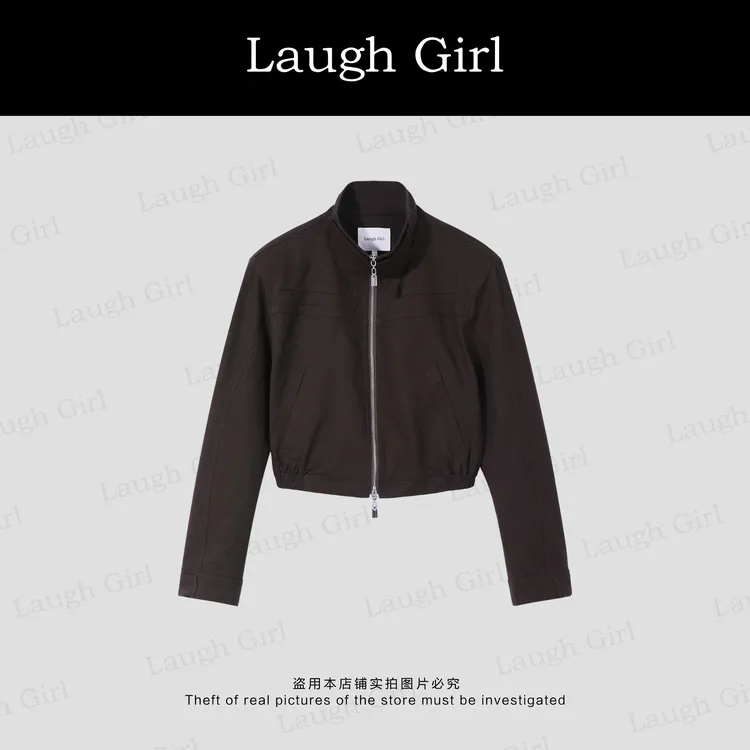 楚楚君 Laugh girl【老钱夹克】早秋韩版立领双拉链外套WL53912J