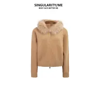 Singularity Me 9AH 05 狐狸毛大毛领连帽保暖女秋冬针织开衫外套