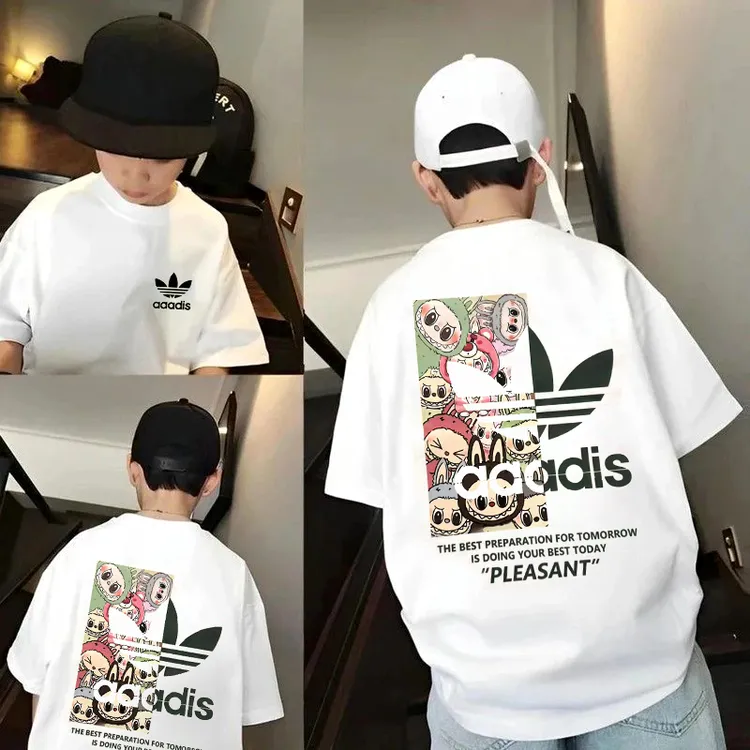 卡通萌宠家族~男童夏季韩版时髦韩版薄款舒适上衣T恤短袖S10089