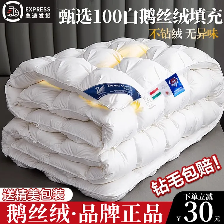 羽绒被加厚保暖冬被芯95白鹅绒五星级酒店单人鹅毛被冬天春秋被子