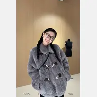 YSHUO【紫雾观雪】设计感复古翻领时髦秋冬厚实保暖毛毛短外套 9897