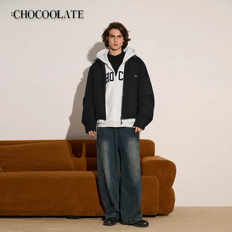 it：CHOCOOLATE冬季新款羊毛鹅绒解构羽绒服立领简约加厚保暖鹅绒