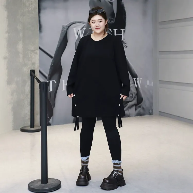 大码女装2025秋冬新款胖MM宽松显瘦时尚高弹力遮屁股上衣打底T恤