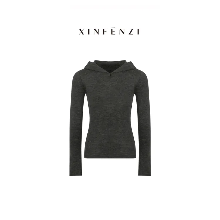 【灯泡羊毛】XINFENZI 修身版半门襟羊毛连帽衫 WS36803