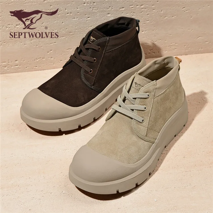 七匹狼新款百搭秋季学院风复古圆头时尚短靴休闲鞋雪地靴马丁靴
