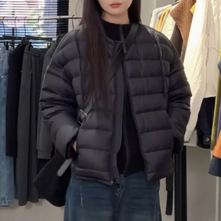 2025秋冬设计感小香风洋气宽松保暖棉服女夹绵加厚显瘦圆领外套女