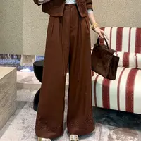 7088秋冬新款高级感刺绣阔腿长裤休闲优雅款式