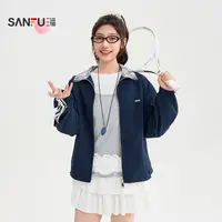 三福单外套2025秋季蕾丝拼接金属字母标夹克上衣女装504979