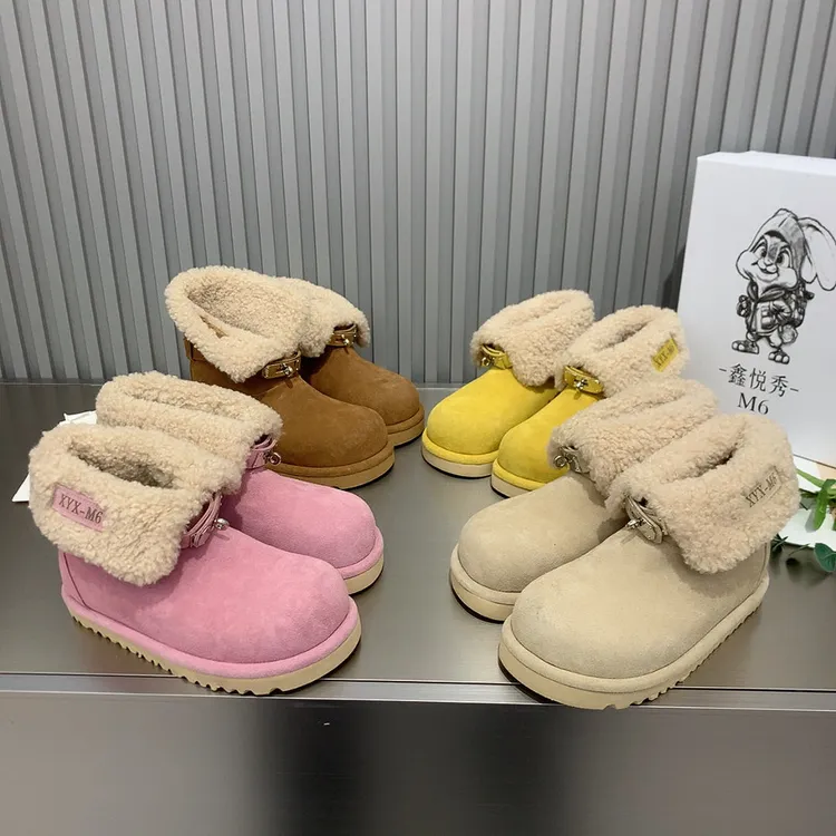 鑫悦秀518-58韩版厚底4公分休闲网红牛反绒皮彩色两穿短筒雪地靴