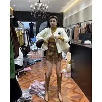 【 Wan wan】立体玫瑰编织边排扣外套