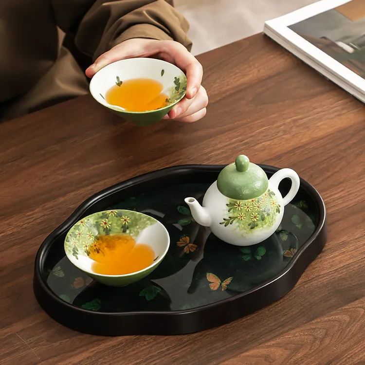 雏菊釉下彩功夫茶具家用新中式高颜值泡茶功夫茶壶茶杯福禄杯茶盏商品图