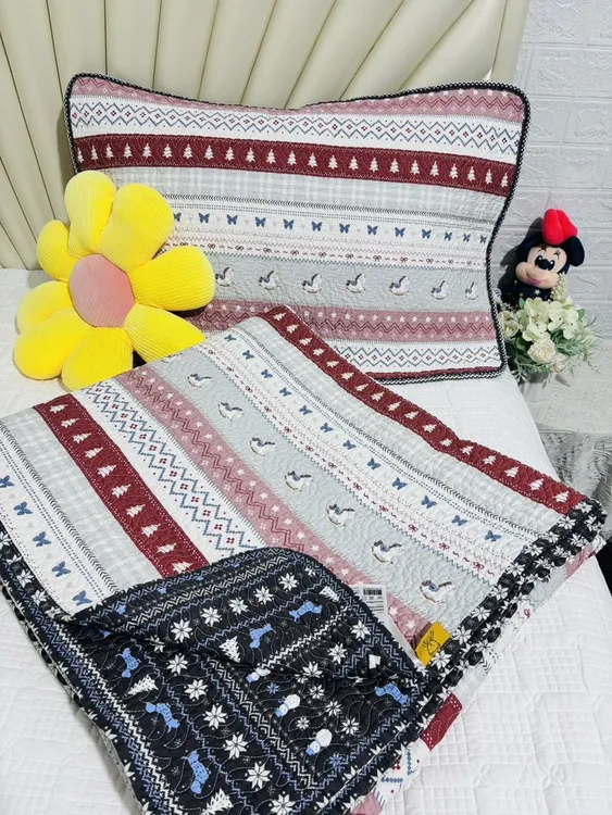 【喜上棉品】加大尺寸双面斜纹纯棉夹棉四季通用酵素纱洗床盖榻榻米