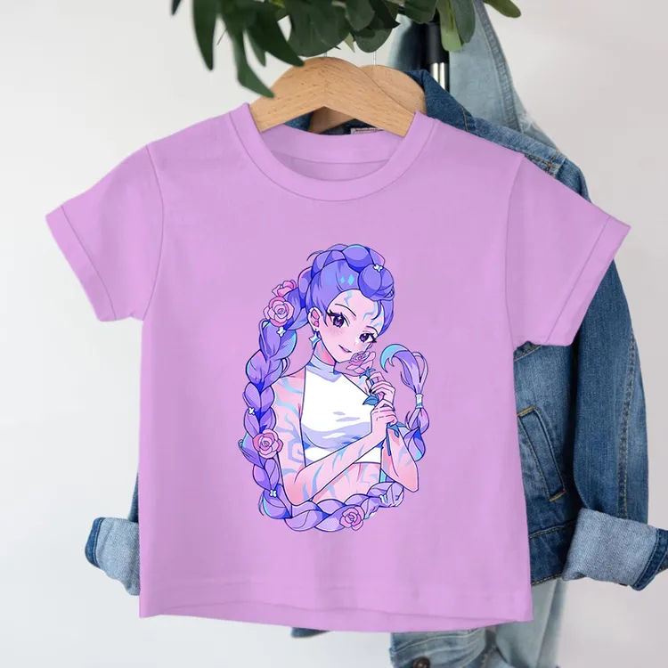 龟星球潮流猎魔女团印花韩版女童夏季休闲短袖宽松男童百搭上衣