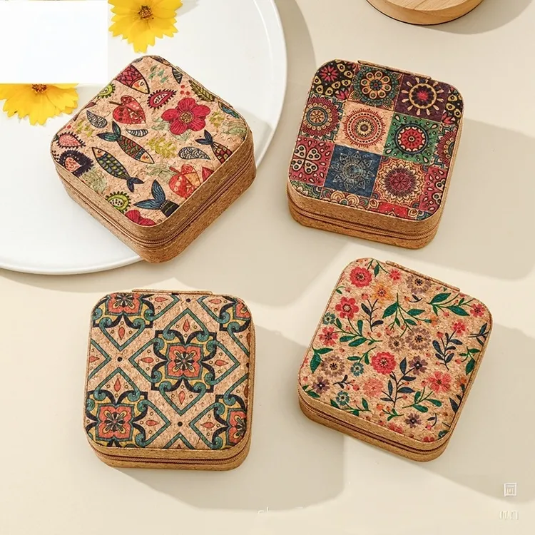 首饰盒/箱 新款厂家原创高级软木首饰盒耳环戒指项链首饰收纳盒