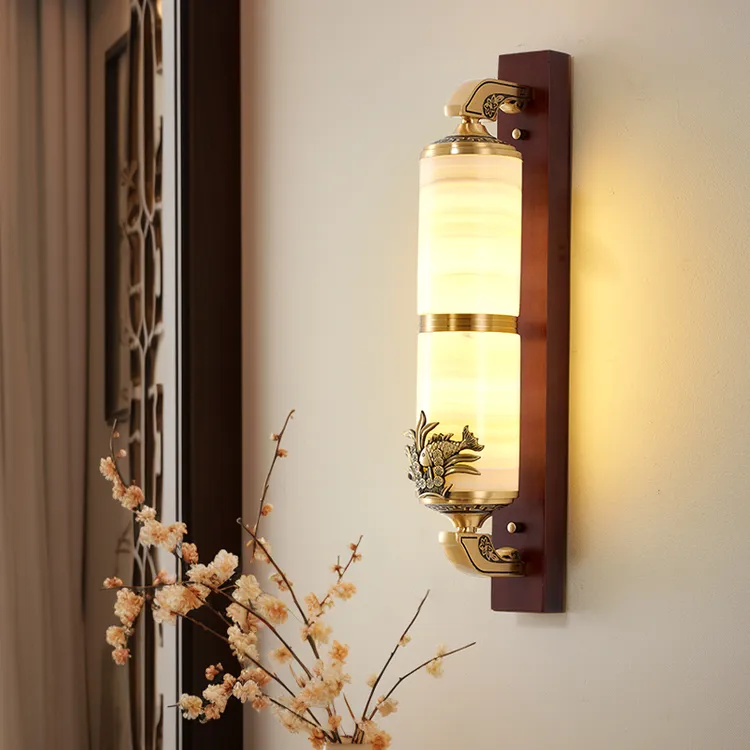 福灯堡轻奢壁灯墙壁2025新中式客厅大气玉石简约中山餐厅国风墙灯