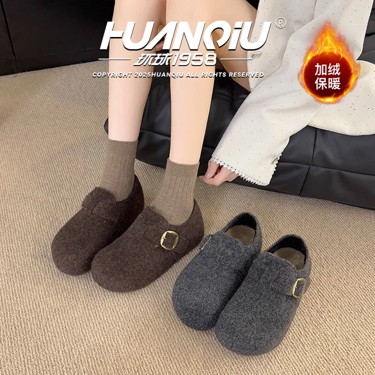 环球秋冬新款勃肯鞋加绒厚底冬季加绒内增高棉鞋阔腿裤必备鞋女鞋商品图