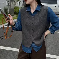 今婷秋季韩系时尚文艺气质百搭纯色无袖针织毛衫马甲-HQ2565582  
