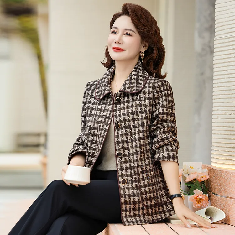 中年妈妈装秋冬外套中老年女装大码洋气新中式休闲风衣洋气时尚潮