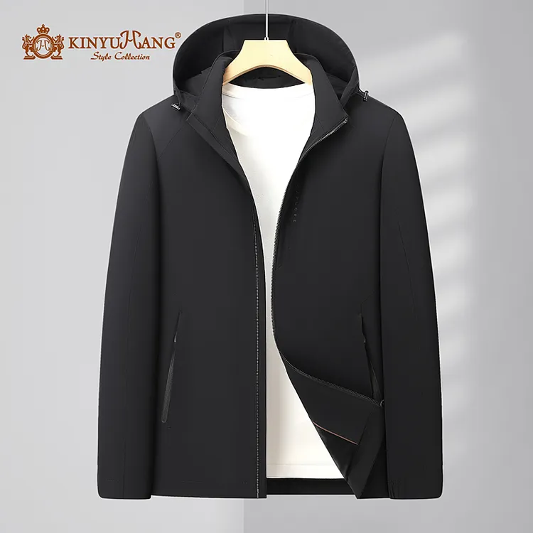 《金宇航制衣》秋季新款中年男士微皱加丝绒商务时尚休闲夹克外套 