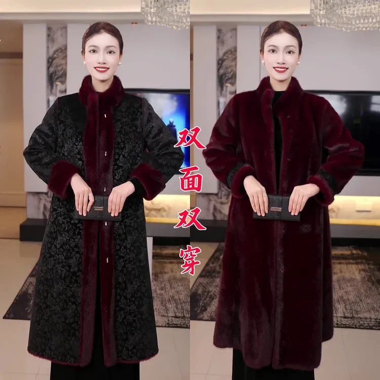 【双面双穿海宁正品】严寒短二一体设计时尚冬季轻奢长大衣厚